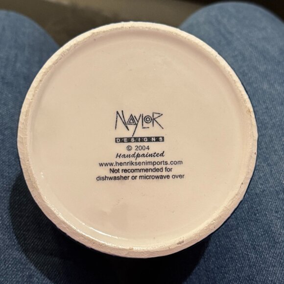 Naylor Designs hand painted Flowers Vase 9.5" Blue Vine Wine 2004 - Picture 9 of 13